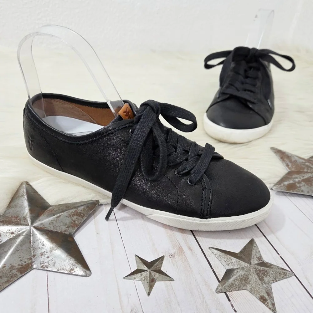 Frye Maya Low lace up sneakers black leather women's size 7.5